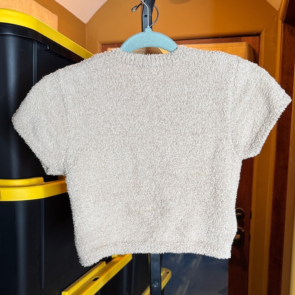 NWOT Forever 21 Fuzzy Knit Lounge Set Tan Cozy Top & Shorts Size M Soft Teddy - Picture 9 of 10